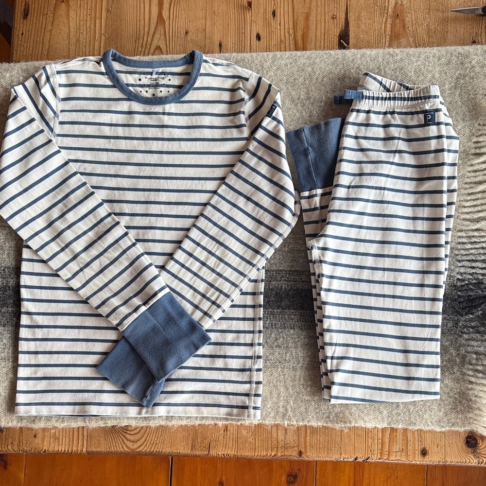 Polarn O. Pyret Blue and White Striped Kids Pajama Set